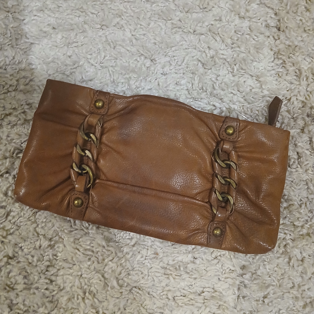 Source Unknown Brown Clutch with Braided Detail